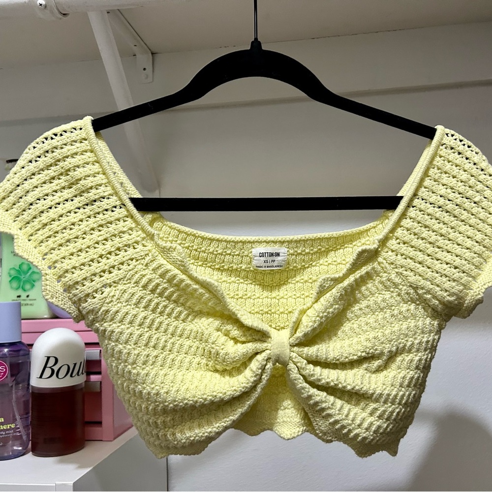 Cotton On Light Yellow Knit Crop Top
